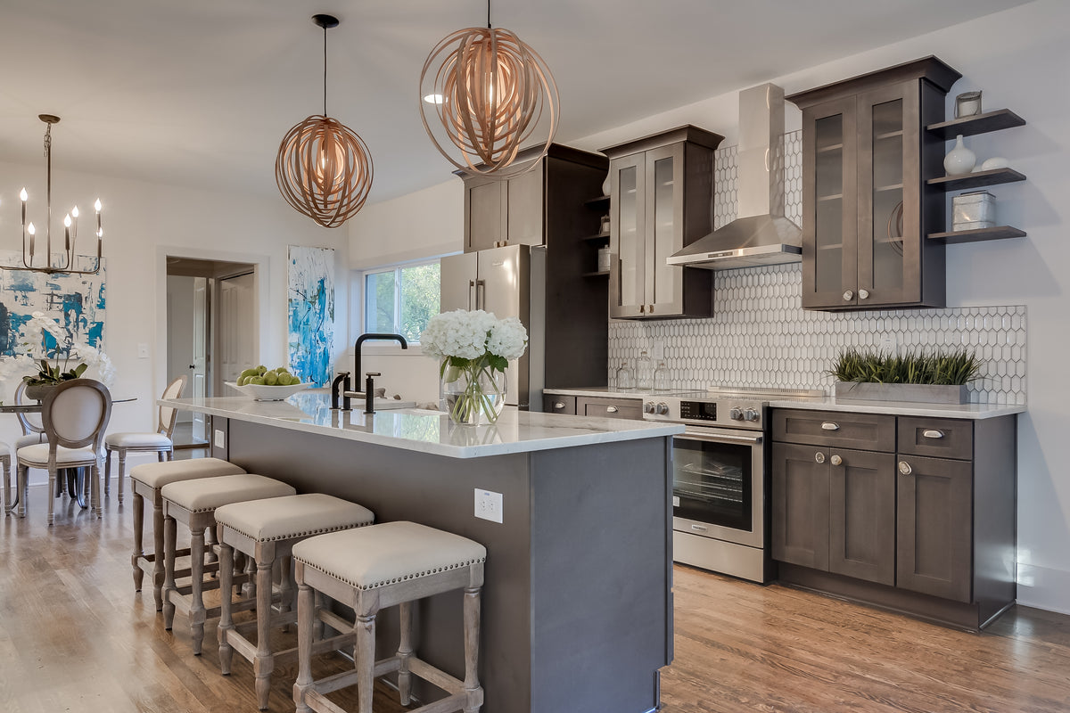 Kitchen scene featuring Greystone Shaker cabinets