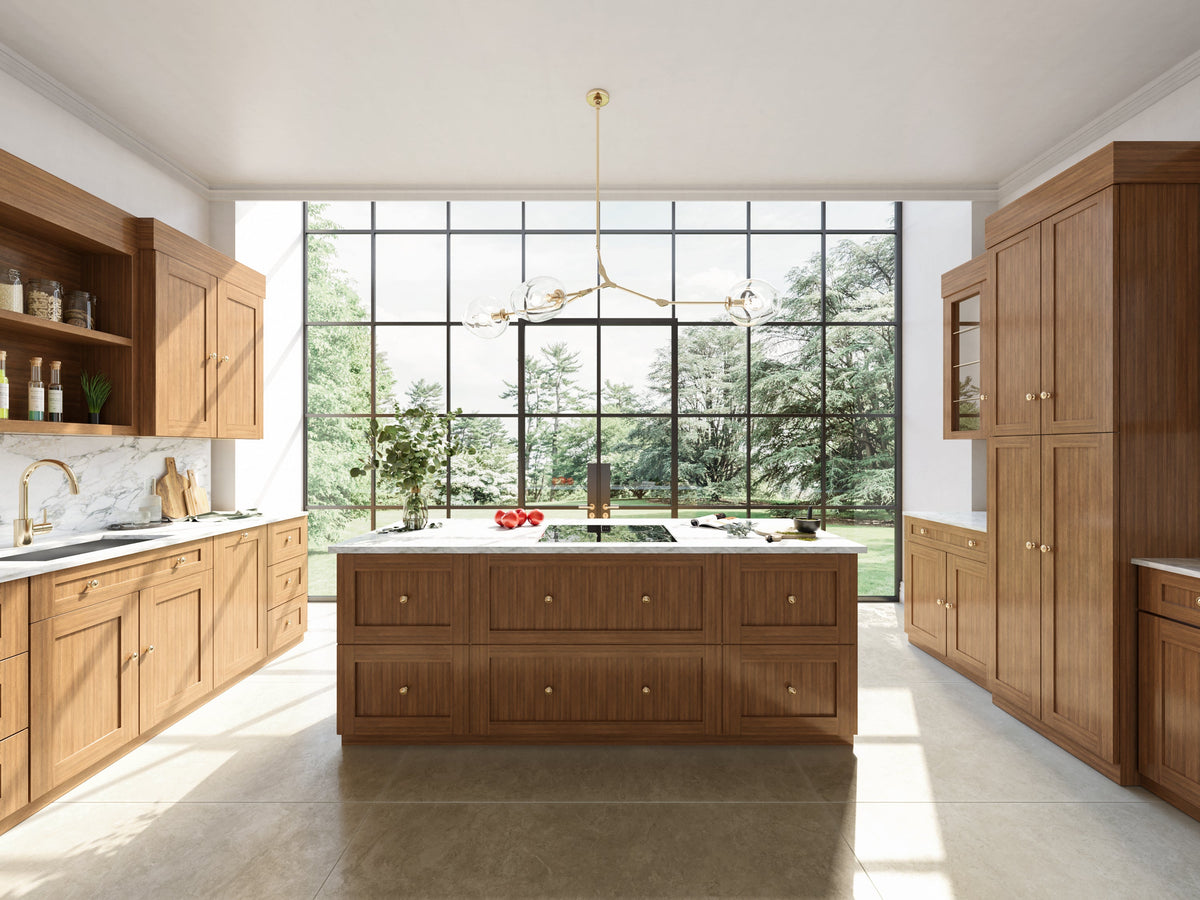 Kitchen scene featuring Woodland Brown Shaker cabinets
