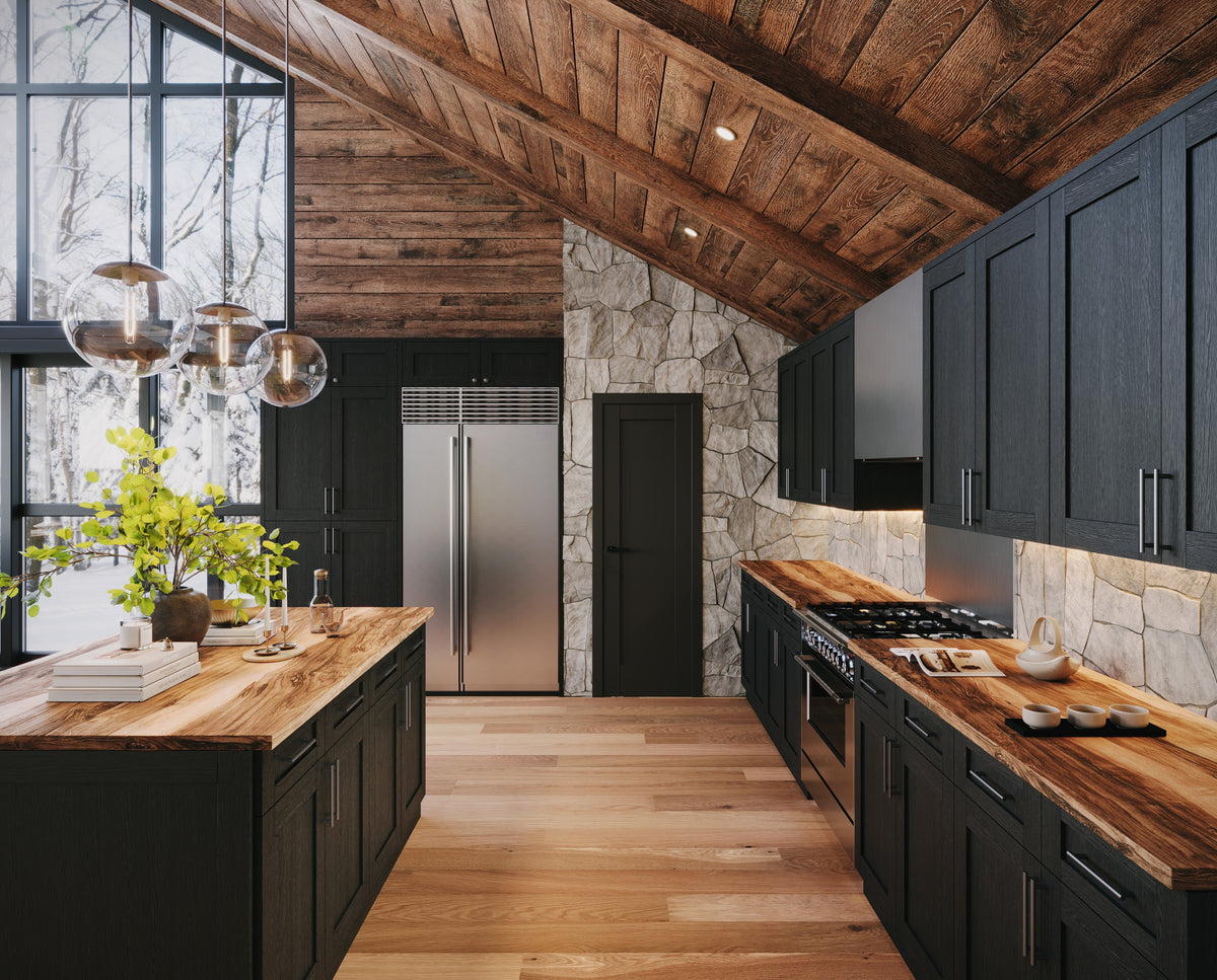 Kitchen scene featuring Blaze Black Shaker cabinets