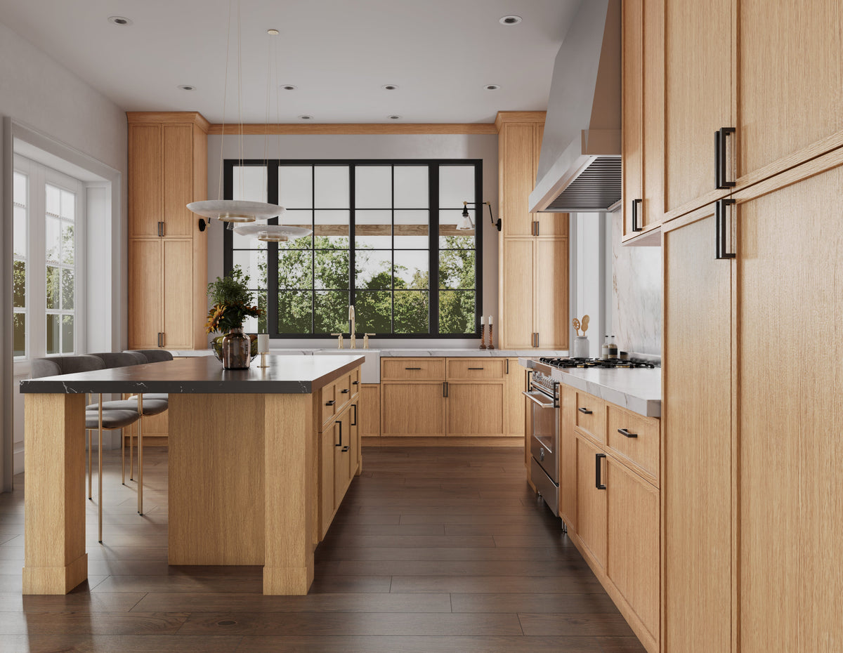 Kitchen scene featuring Petit Sand cabinets