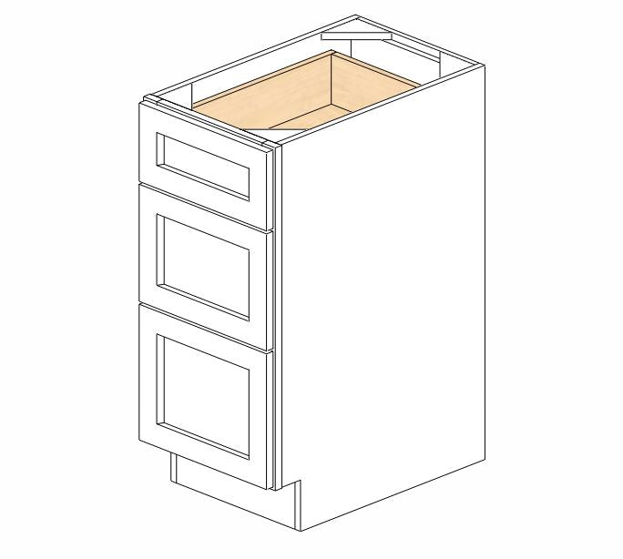 AE-DB15(3) Estate Brown Shaker Drawer Base Cabinet