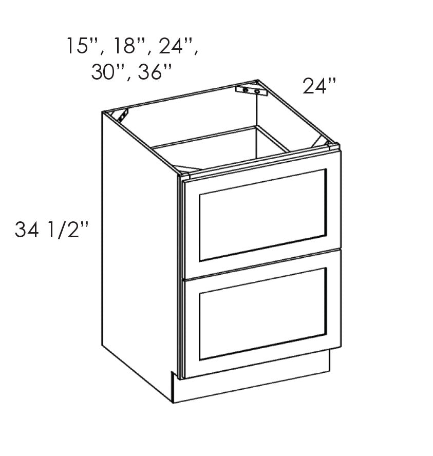 PR-2DB18 Petit Brown Shaker Drawer Base Cabinet