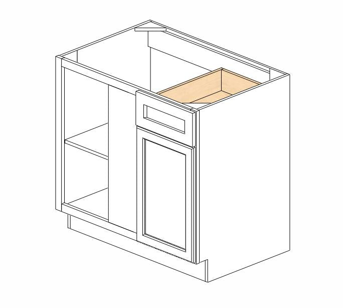 AZ-BBLC39/42-36"W Champagne Shaker Blind Base Corner Cabinet