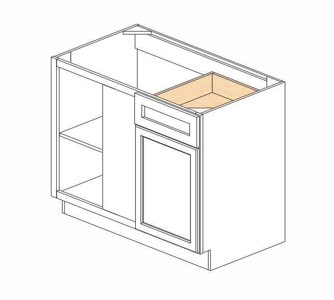 AH-BBLC45/48-42"W Homestead Oak Shaker Blind Base Corner Cabinet