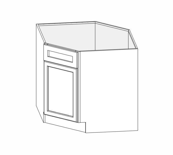AW-BDCF36 Ice White Shaker Base Diagonal Sink Cabinet* (Special order item, eta 4-5 weeks)