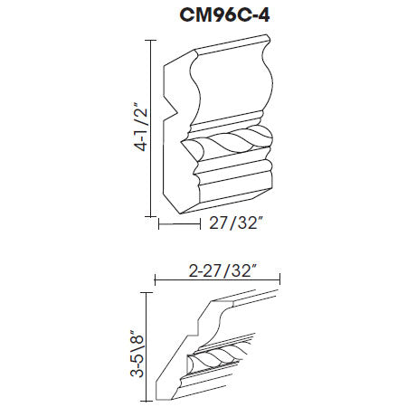 GW-CM96C-4 Gramercy White Crown Molding