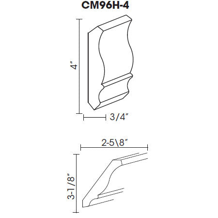 AA-CM96H-4 Blaze Black Shaker Crown Molding