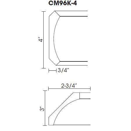 AA-CM96K-4 Blaze Black Shaker Crown Molding