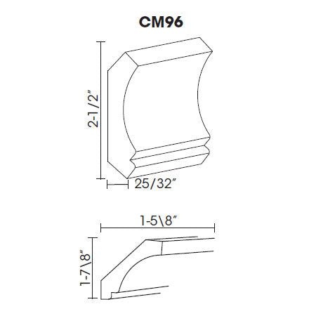 PW-CM96 Petit White Shaker Crown Molding