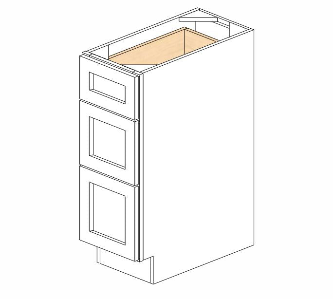 PW-DB12(3) Petit White Shaker Drawer Base Cabinet