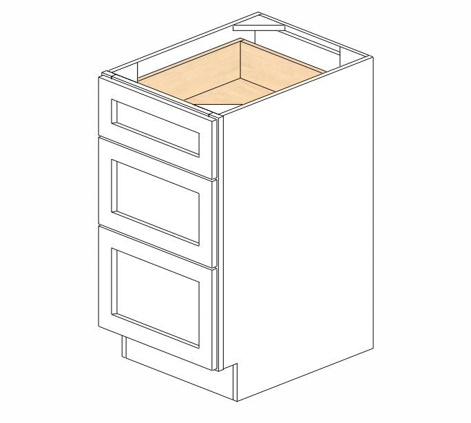 PW-DB18(3) Petit White Shaker Drawer Base Cabinet