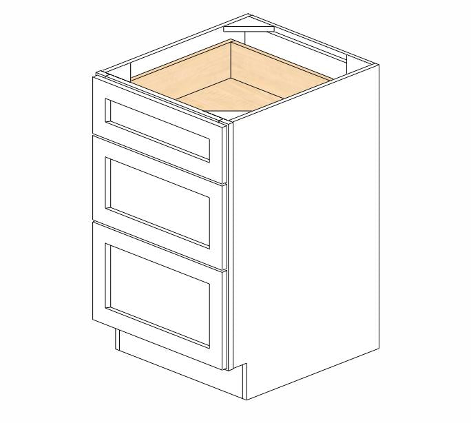 GW-DB21(3) Gramercy White Drawer Base Cabinet