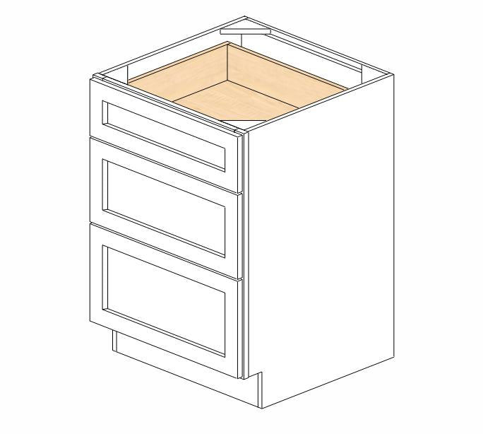 GW-DB24(3) Gramercy White Drawer Base Cabinet