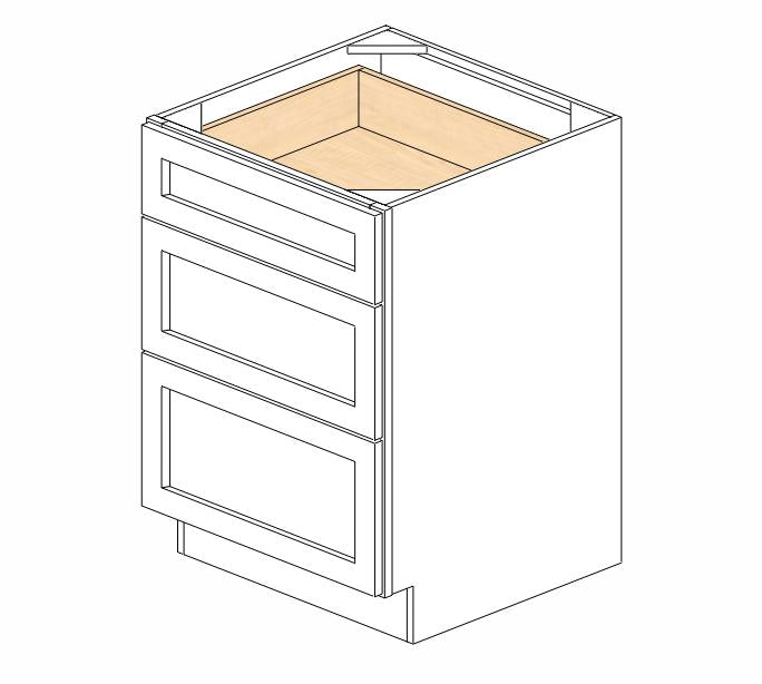 AZ-DB24(3) Champagne Shaker Drawer Base Cabinet