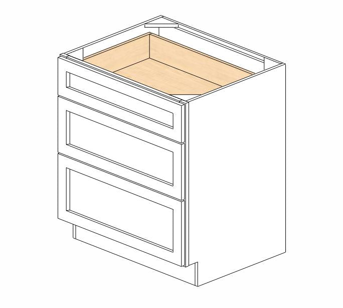 GW-DB30(3) Gramercy White Drawer Base Cabinet