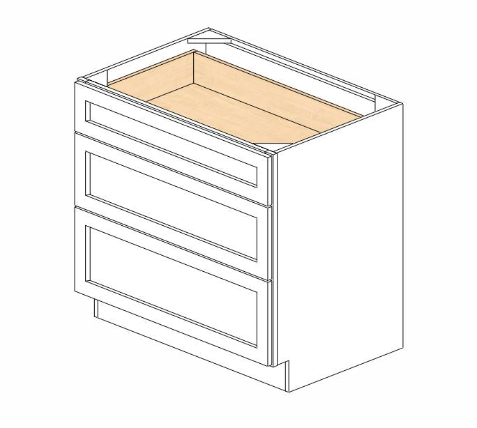 AA-DB36(3) Blaze Black Shaker Drawer Base Cabinet