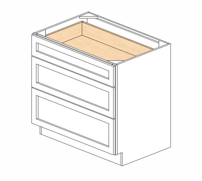 AW-DB36(3) Ice White Shaker Drawer Base Cabinet