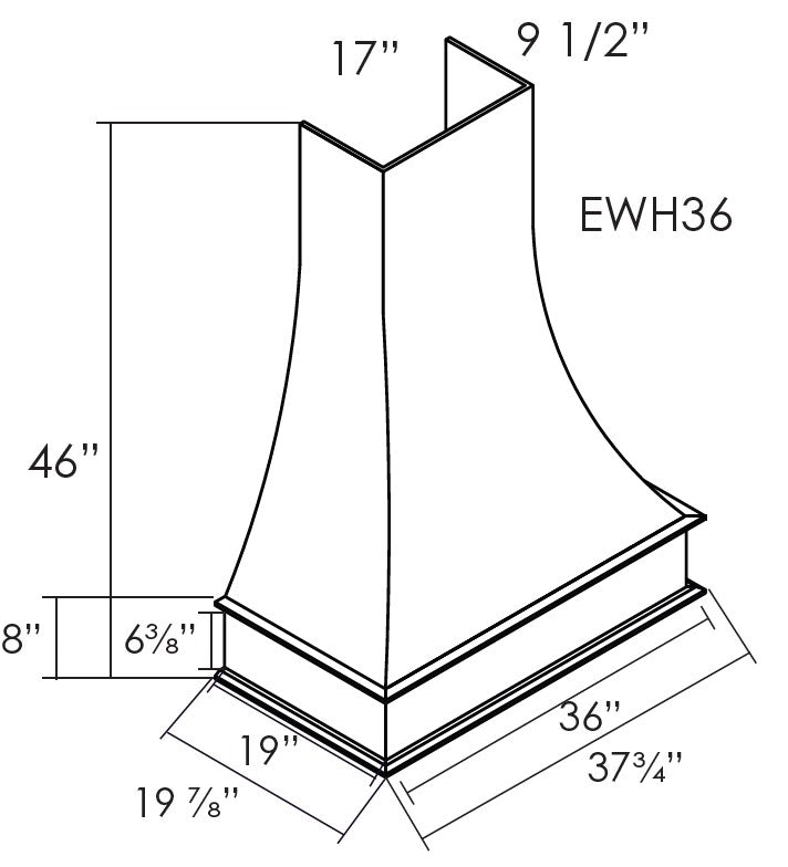 CZ-EWH36 Cullian Champagne Wood Hood