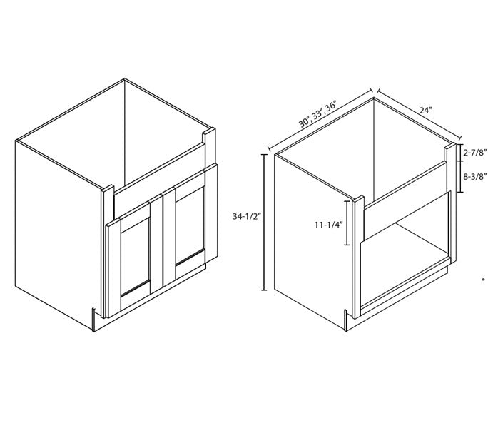 AZ-FSB30B Champagne Shaker Farm Sink Base Cabinet