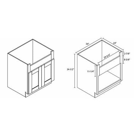 AW-FSB36B Ice White Shaker Farm Sink Base Cabinet