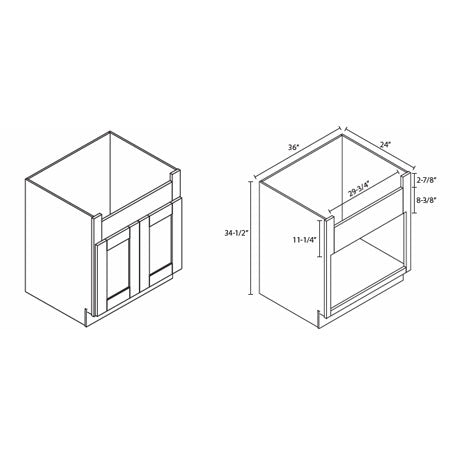 AH-FSB36B Homestead Oak Shaker Farm Sink Base Cabinet