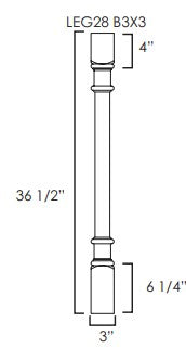 Specification diagram showing decorative leg