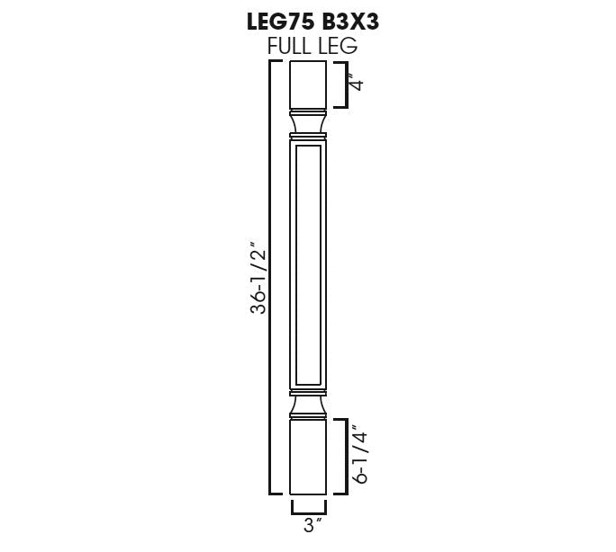 TG-LEG75 B3x3 Midtown Grey Decorative Leg