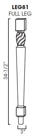 Specification diagram showing decorative leg
