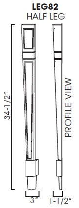 Specification diagram showing decorative half leg