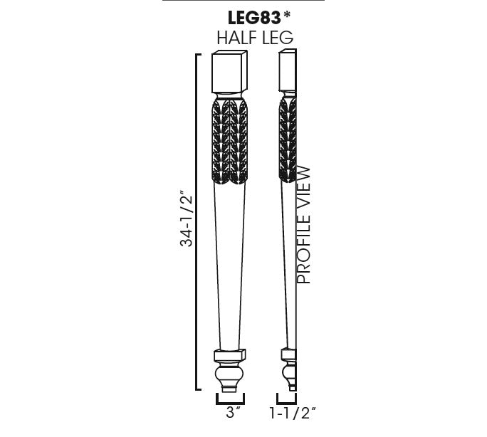 GW-LEG83 Gramercy White Decorative Half Leg