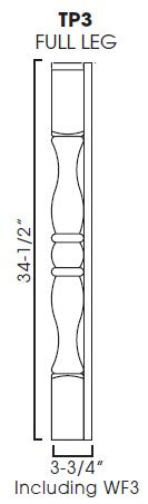 Specification diagram showing decorative leg